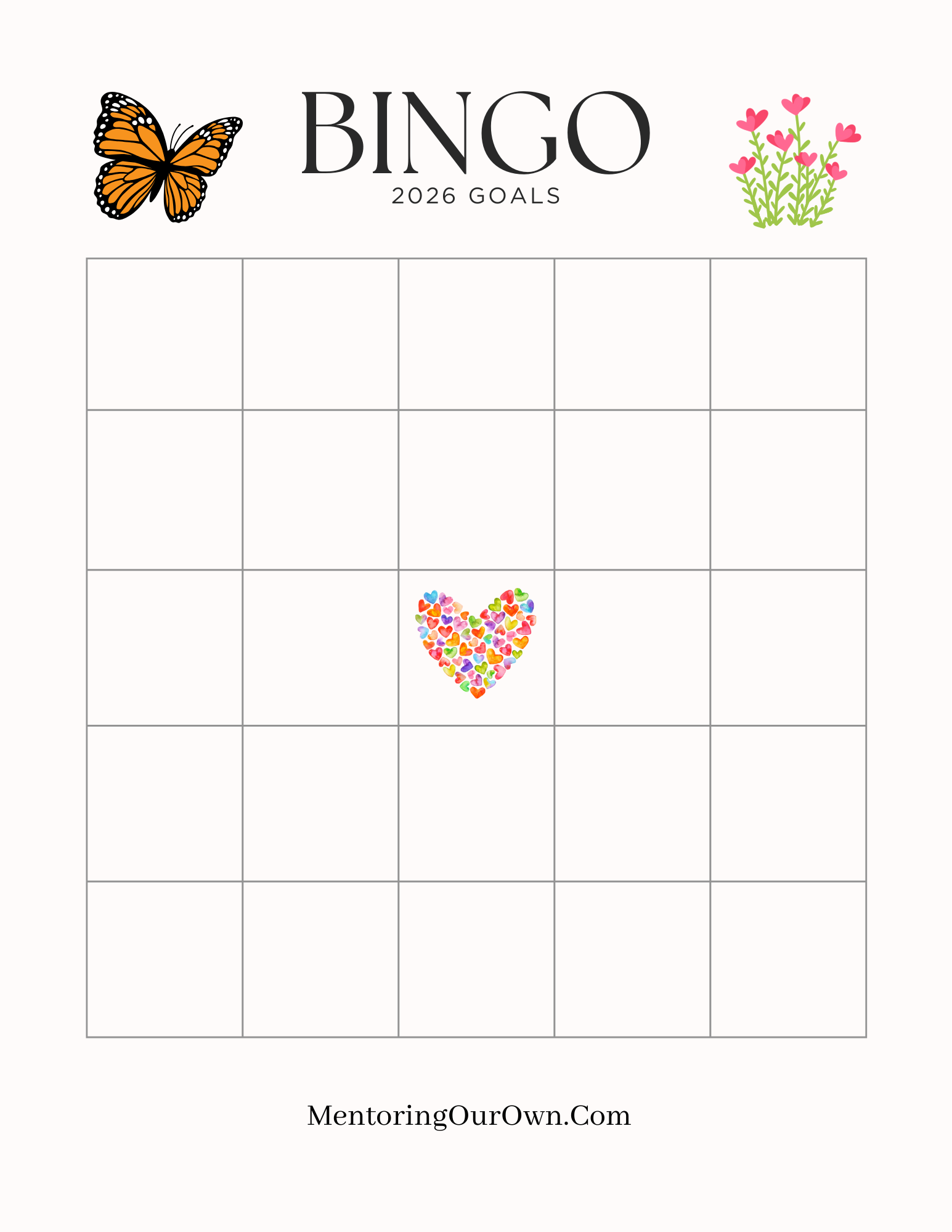 Blank Bingo Goals 2026